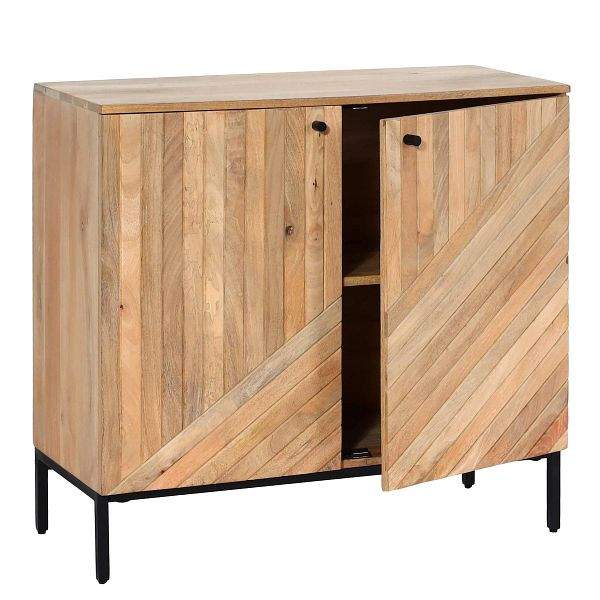 Mendler Highboard HWC-L95, Kommode Schrank Sideboard, Massiv-Holz Mango 86x90x43cm MVG, natur, 103180