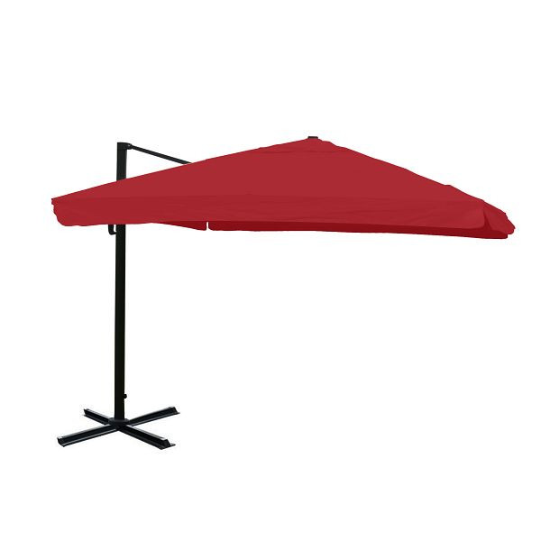 Mendler Gastronomie-Ampelschirm HWC-A96, 3x4m (Ø5m) Polyester Alu/Stahl 26kg, Flap, bordeaux ohne Ständer, drehbar, 134328+122472