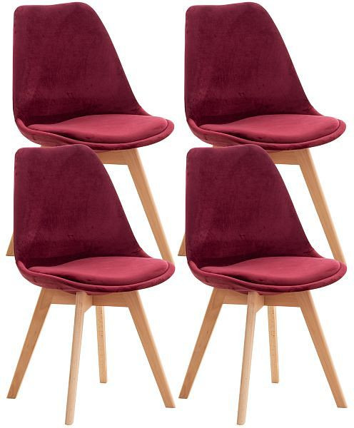 CLP 4er Set Stuhl Linares Samt, bordeauxrot, 316867