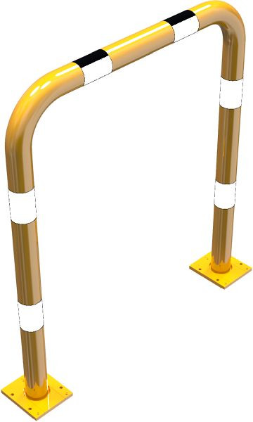 Schake Rammschutzbügel abnehmbar Stahlrohr Ø 76 mm gelb / schwarz, Gesamtbreite: 1000 mm, Höhe Überflur: 1150 mm, 477_09APBG