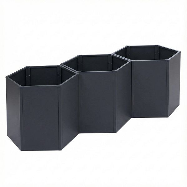 Mendler 3er-Set Hochbeet HWC-P64, Metallhochbeet Gemüse-/Pflanzbeet Blumenkasten Pflanzkübel Stahl 77x264x100cm, anthrazit, 3x119457