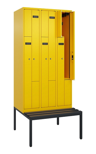 C+P Z-Spind Evolo PLUS, 6 Fächer, 2120x900x815mm, 1023/1023, Zylinderschloss, Material Sitzfläche Kunststoff, Sitzbank, 0490537-306 S10103
