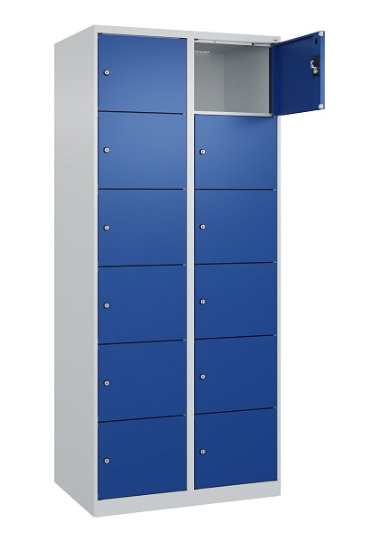 C+P Schließfachschrank Evolo PLUS, 12 Fächer, 1850x800x500mm, 7035/5010, 049000-226 S10006