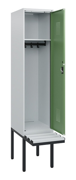 C+P Spind Evolo PLUS, 1 Abteil, 1950x400x815mm, 7035/6011, Zylinderschloss, Material Sitzfläche Kunststoff, 0490405-12 S10091