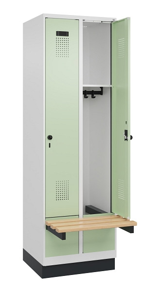 C+P Spind Evolo PLUS, 2 Abteil, 1950x600x815mm, 9016/6019, Drehriegel, 049040-20 S10019