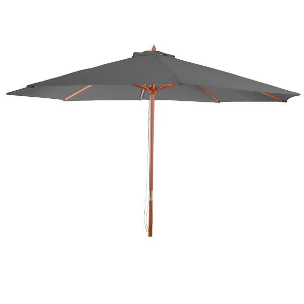 Mendler Sonnenschirm Florida, Gartenschirm Marktschirm, Ø 3,5m Polyester/Holz 7kg, dunkelgrau, 106762