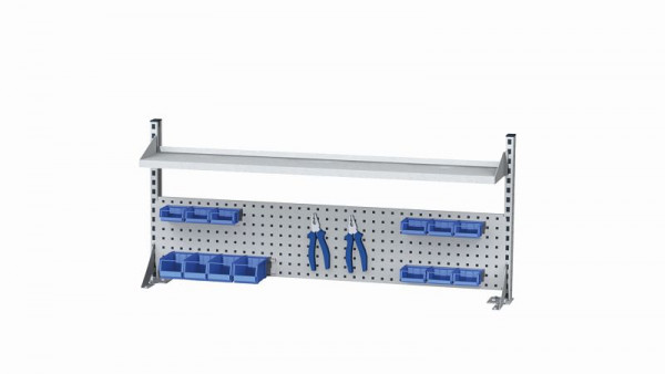 Simplaflex Multiwandaufbau, 2 Tragsäulen, 1 Lochwand, 1 Fachboden, B x H 1500x650 mm, CLW15MW01