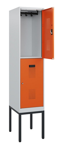 C+P Doppelstock-Spind Evolo PLUS, Gestell, 2 Fächer, 1950x400x500mm, 7035/2004, Zylinderschloss, 0493305-12 S10022
