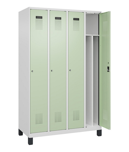 C+P Spind Evolo PLUS, mit Füßen, 4 Abteile, 1950x1200x500mm, 9016/6019, Verschluss Zylinderschloss, 049010-40F S10046