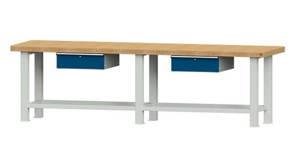ANKE Werkbänke Arbeitstisch, Modell 301 VS, 3000 x 800 x 865 mm, RAL 7035/5010, BMP 65 mm, 320.252