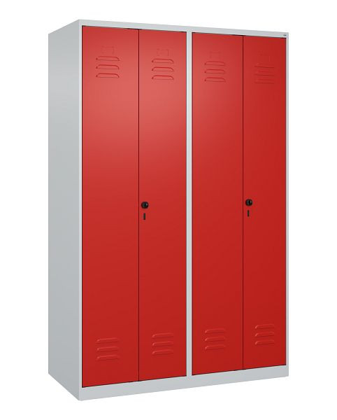 C+P Umkleidespind Classic PLUS, Doppel-Spind, 4 Abteile, 1850x1200x500mm, 7035/3020, Drehriegel, 080002-40P S10019