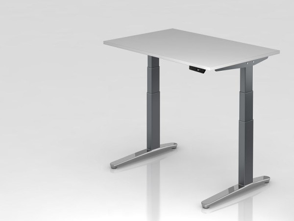 Hammerbacher Sitz-Steh-Schreibtisch elektrisch 120x80cm Grau/Graphit, poliert, Rechteckform, VXBHM12/5/GC