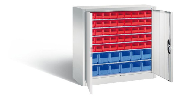 C+P Magazinschrank Serie 13, H1000xB1000xT420mm, Farbe: Lichtgrau, Muldengriff, 133944-25 S10009