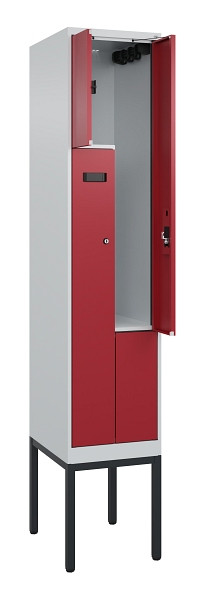C+P Z-Spind Evolo PLUS, Gestell, 2 Fächer, 2120x400x500mm, 7035/3003, Zylinderschloss, 0490337-122 S10032