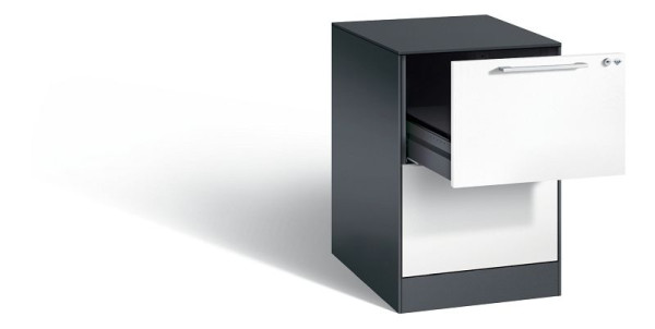 C+P Karteischrank Asisto, H710xB440xT600mm, Farbe: Schwarzgrau / Verkehrsweiß, Bügelgriff, 146275-221 S10017