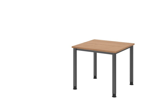 Hammerbacher Schreibtisch HS08, 80 x 80 cm, Platte: Nussbaum, 25 mm dick, 4-Fuß-Gestell in Graphit, Arbeitshöhe 68,5-81cm, VHS08/N/G