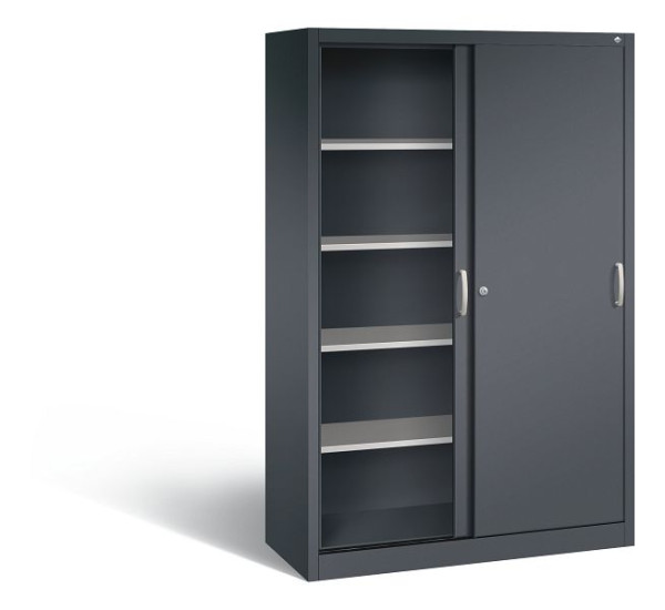 C+P Schiebetürenschrank Acurado, H1950xB1200xT500mm, Farbe: Schwarzgrau, Bügelgriff, 5 OH, 2050-00 S10138