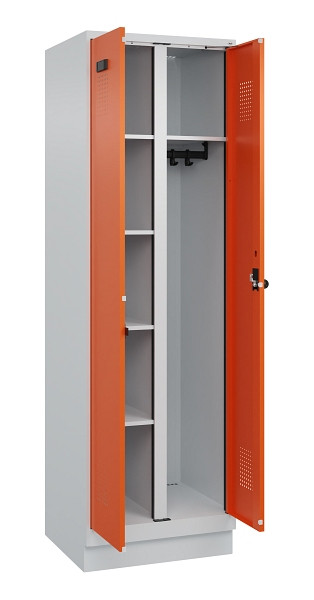 C+P Wäsche-/Garderobenspind Evolo PLUS, mit Sockel, 2 Abteile, 1950x600x500mm, 7, Frontfarbe RAL 2004 Reinorange, Drehriegel, 049620-20 S10002