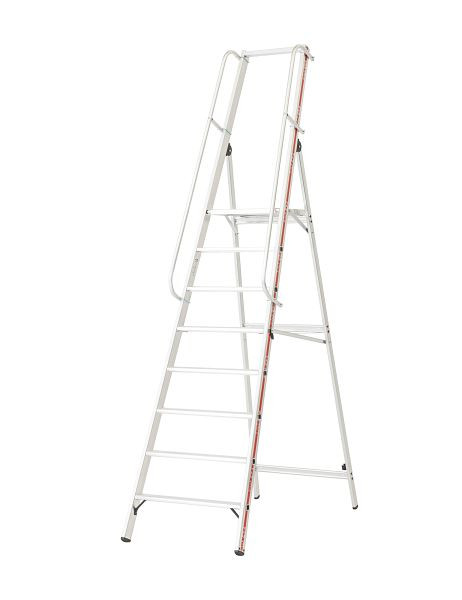 HYMER Plattformleiter mit langem Handlauf, 8 Sprossen/Stufen, 807808