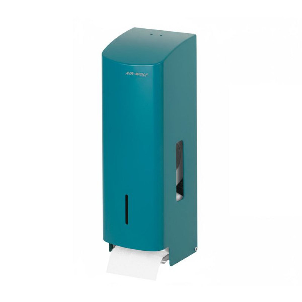 Air Wolf WC-Papierspender, blau-grün RAL 5021, frei befüllbar mit 3 Haushaltsrollen, 60-391