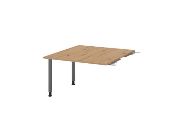 Hammerbacher Verkettungsplatte VKT, Farbe Tischplatte: Asteiche, Platte: 1200 x 1300 x 25 mm, Rundrohr-Fuß Graphit, Arbeitshöhe: 720 - 740 mm, VKT12C/R/G