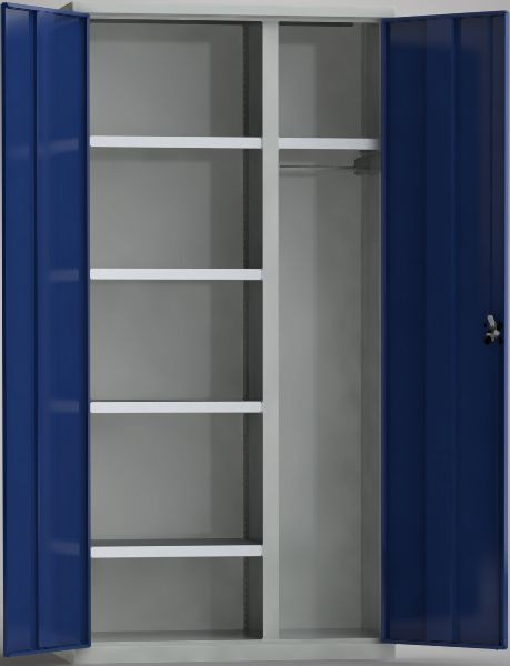 KLW Universalschrank 2000x1000x490mm HxBxT, 1 Trennwand (2/3 links, 1/3 rechts), links: 4 verzinkte Böden, rechts: 1 Hutboden, 7FN-NH2000TD-K204KRB