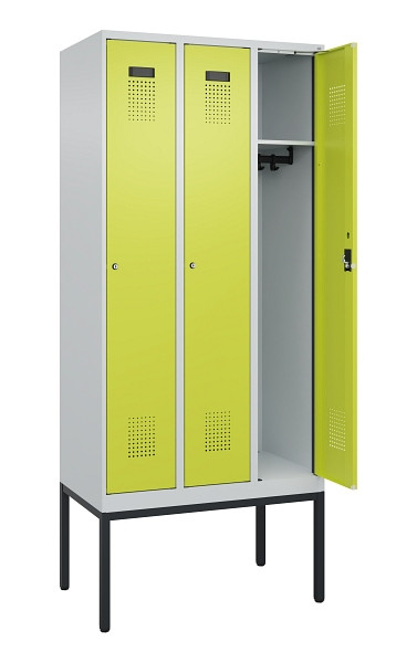 C+P Spind Evolo PLUS, Gestell, 3 Abteile, 2120x900x500mm, 7035/0024, Verschluss Zylinderschloss, Ablageböden 3, 0490307-30 S10042