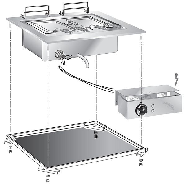 Gastro-Inox drop-in Nudelkocher, 60cm mit Anschlusskasten, 160.553