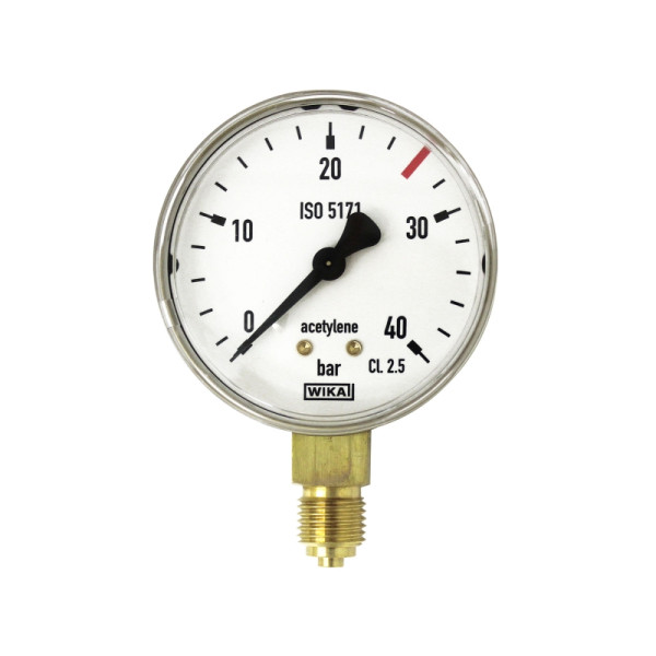Riegler Inhaltsmanometer für Flaschendruckminderer, C2H2, G1/4, 0-40 bar, Ø 63, 146826