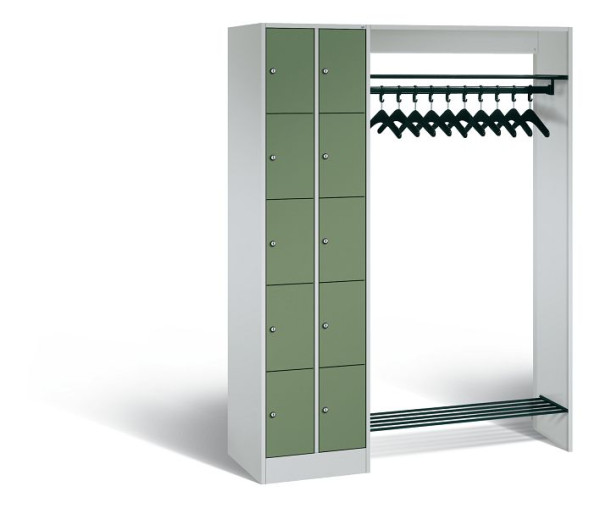 C+P Garderobe Serie 8070, H1950xB1410xT480 mm, Grau/Resedagrün, 80720-00 S10037