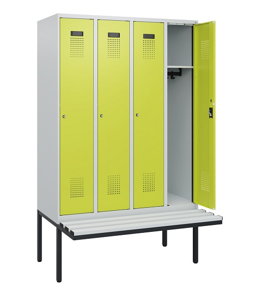 C+P Spind Evolo PLUS, 4 Abteile, 1950x1200x815mm, 7035/0024, Zylinderschloss, Material Sitzfläche Kunststoff, 0490405-40 S10096