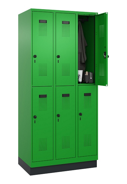 C+P Doppelstöckiger Spind Evolo PLUS, mit Sockel, 6 Fächer, 1950x900x500mm, 6037, Drehriegel, 049320-30 S10026