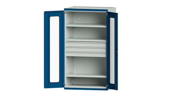 ANKE Werkbänke Schwerlastschrank, Modell 103, 1085 x 690 x 1950 mm, Sichtausschnitt aus Plexiglas, RAL 7035/5010, 621.033