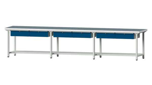 ANKE Werkbänke Arbeitstisch, Modell 205, 4050 x 800 x 850 mm, RAL 7035/5010, UBP 50 mm, 401.558