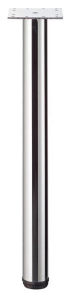 Hammerbacher Stützfuß K Chrom 1er Set, Farbe: chrom, Durchmesser: 60 mm, mit Anschraubplatte, Höhe einstellbar von 72 - 74 cm, VSTFK1/C