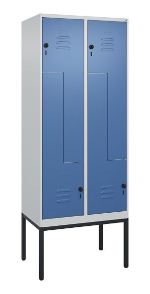 C+P Z-Spind Classic PLUS, Gestell, 4 Abteile, 2120x800x500mm, 7035/5023, Drehriegel, 0800337-224 S10005