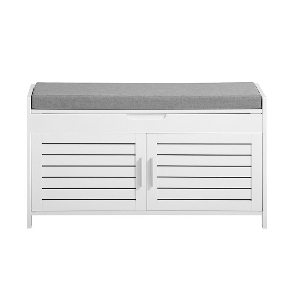 SoBuy Schuhbank mit 2 Türen Weiß 90x33x50 cm, Funktional, FSR102-W