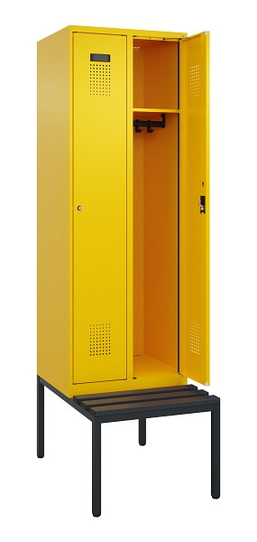 C+P Spind Evolo PLUS, 2 Abteil, 2120x600x815mm, 1023/1023, Zylinderschloss, Material Sitzfläche Kunststoff, Sitzbank, 0490507-20 S10103