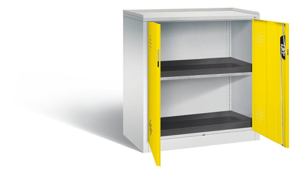 C+P Umweltschrank Acurado, H1000xB930xT500mm, Farbe: Lichtgrau / Verkehrsgelb, Muldengriff, 8821-316 S10086