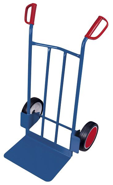 VARIOfit Stahlrohrkarre mit großer Schaufel, Außenmaße: 690 x 600 x 1.110 mm, RAL 5010 enzianblau, Radsatz: Vollgummibereifung, sk-710.206