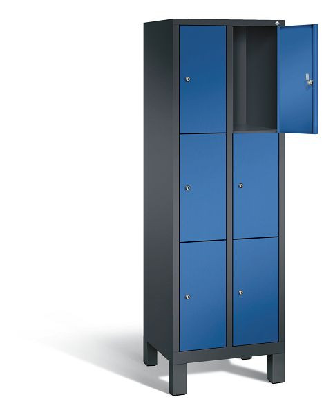 C+P Schließfachschrank Evolo, H1850xB610xT500mm, Farbe: Schwarzgrau / Enzianblau, 48010-203 S10090