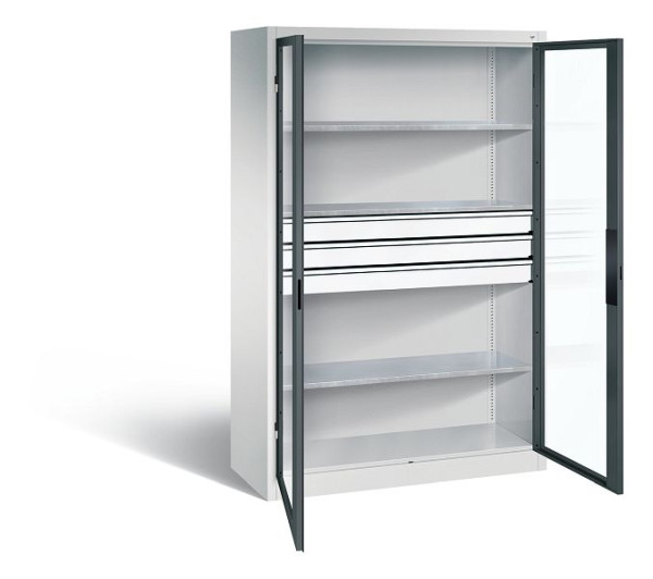 C+P Werkzeugschrank Acurado, H1950xB1200xT500mm, Farbe: Lichtgrau / Anthrazitgrau, Muldengriff, 8931-55302 S10018