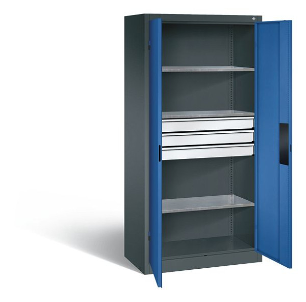 C+P Werkzeugschrank Acurado, H1950xB930xT500mm, Farbe: Anthrazitgrau / Enzianblau, Muldengriff, 8921-5230 S10173