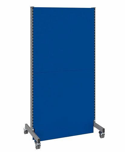 DENIOS Mobile Akustik Trennwand, Grundfeld, B 1000, H 2000 mm, Akustik-Lochblech einseitig, grau/blau, 293100