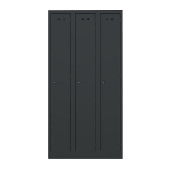 Bisley Garderobenschrank Primary Locker, 3 Abteile, 633 schwarz, PL3050T1633