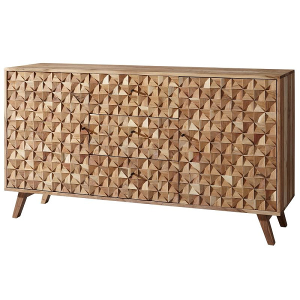 Wohnling Sideboard REWA 140x78,5x40 cm Anrichte Massivholz Akazie, WL5.598