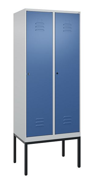 C+P Umkleidespind Classic PLUS mit Mitteltrennwand, Gestell, 2 Abteile, 2120x800x500mm, 7035/5023, Zylinderschlösser, 0800307-22F S10020