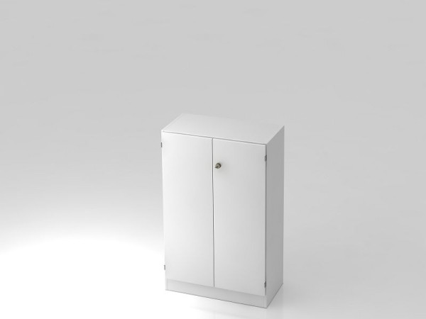 Hammerbacher Schrank 3OH mit Sockelblende Streifengriff Weiß/Weiß, 80x42x127 cm (BxTxH), V6550/W/W/SG