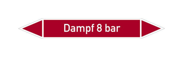 Schilder Klar Rohrleitungskennzeichen Dampf 8 bar, 187x26 mm Folie selbstklebend, 101491/61