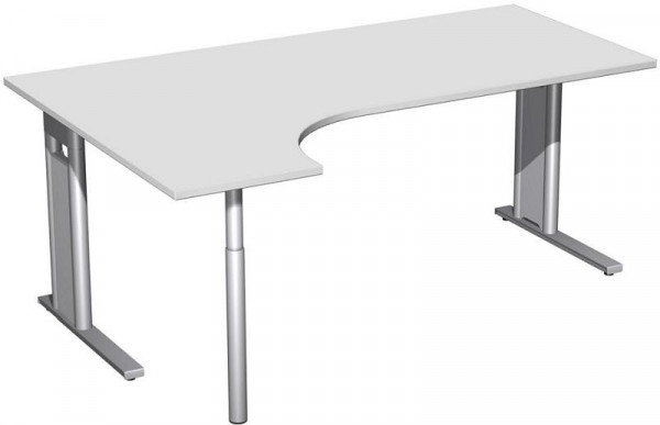 geramöbel PC-Schreibtisch links starr, C Fuß Blende optional, 1800x1200x720, Lichtgrau/Silber, N-648324-LS